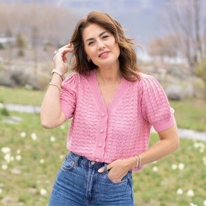 Smash + Tess Pink Knit Cardigan